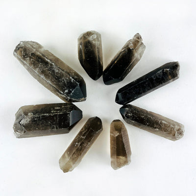 8 Raw Smoky Quartz Crystal Point Pendants