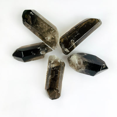 Jumbo Smoky Quartz Crystal Polished Point Drilled Pendants