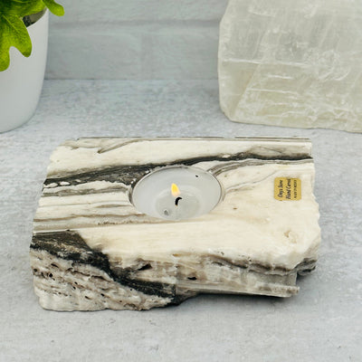 Mexican Onyx Candle Holder displayed as home decor