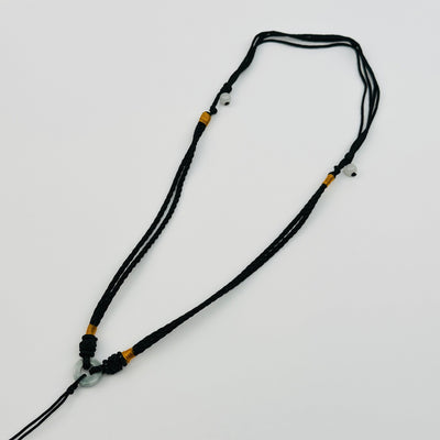 necklace displayed to show that it can be adjusted in size 