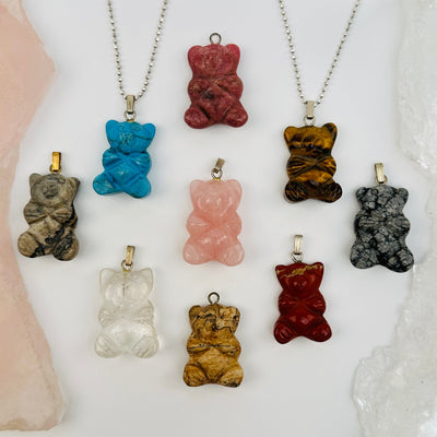 Gemstone Bear Crystal Pendant