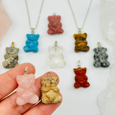 Gemstone Bear Crystal Pendant