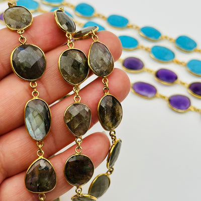 labradorite necklace on hand for size reference 