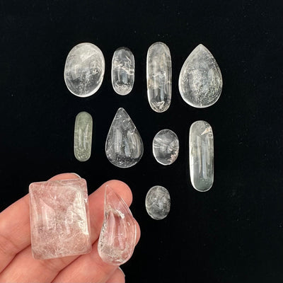 Lodolite cabochons on hand for size reference 