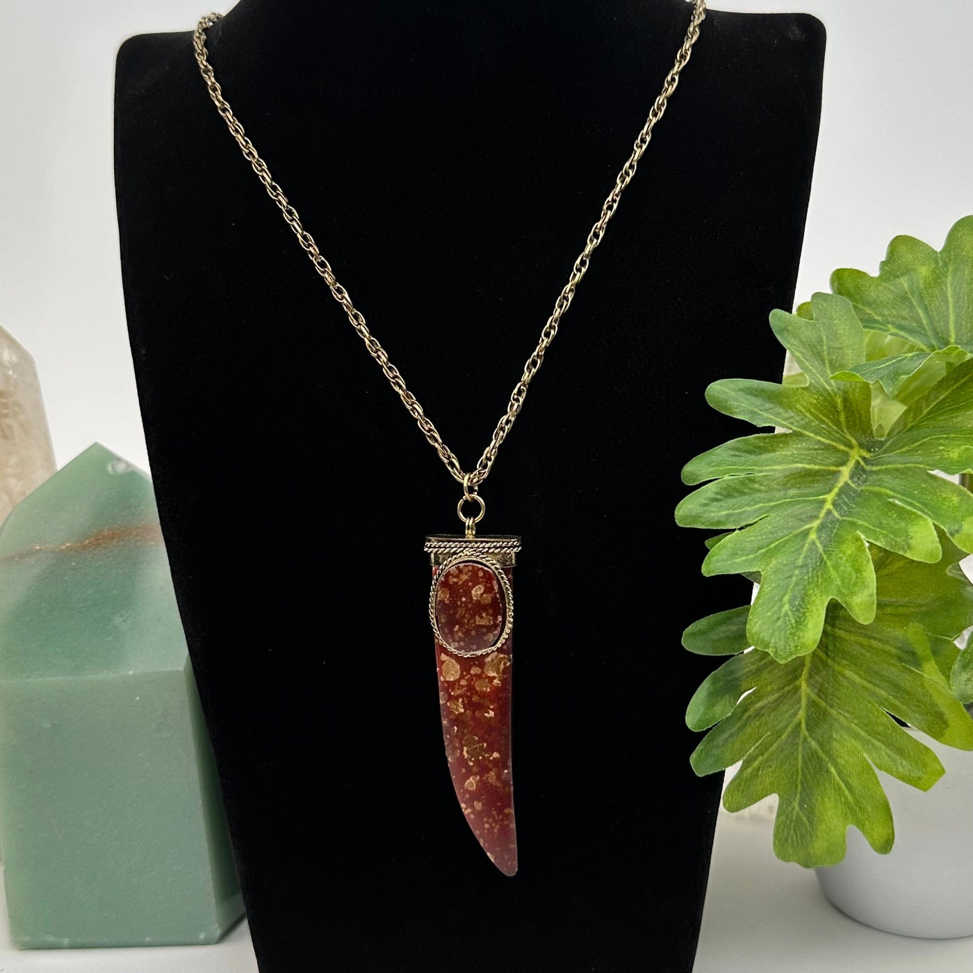 Brass Chain Necklace with Horn Pendant