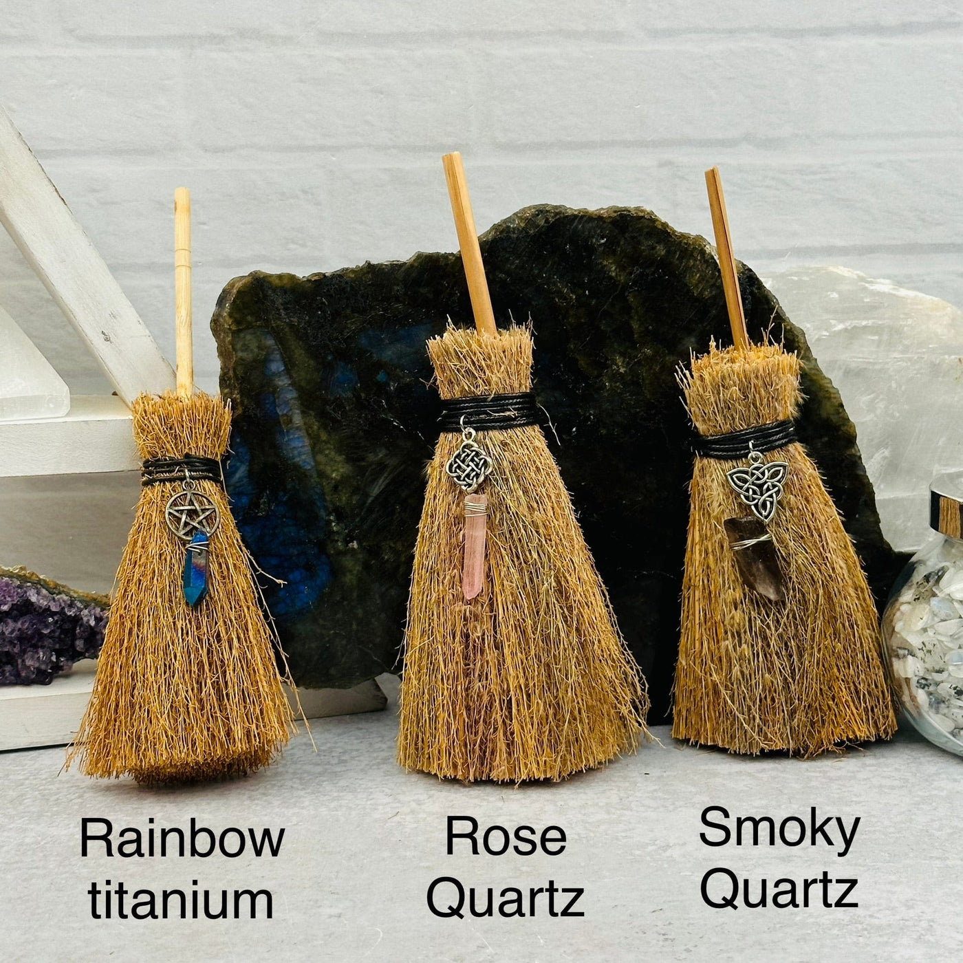 Protection Broom with Gemstone Accent Stone next to the other options. you select your favorite one!