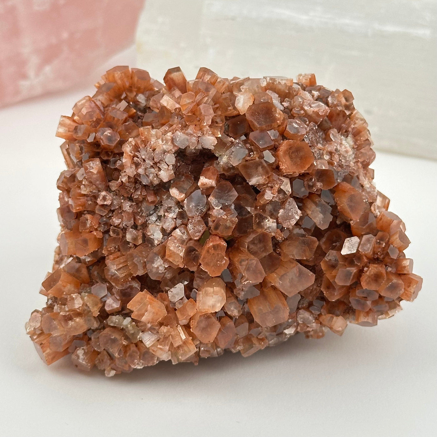 close up of the details on this aragonite crystal cluster 