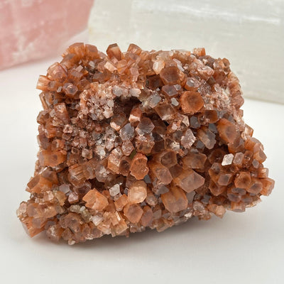close up of the details on this aragonite crystal cluster 