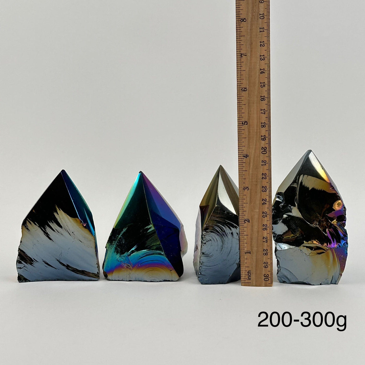 multiple points displayed next to a ruler for size reference 