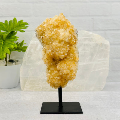 Citrine Cluster on Metal Stand displayed as home decor 