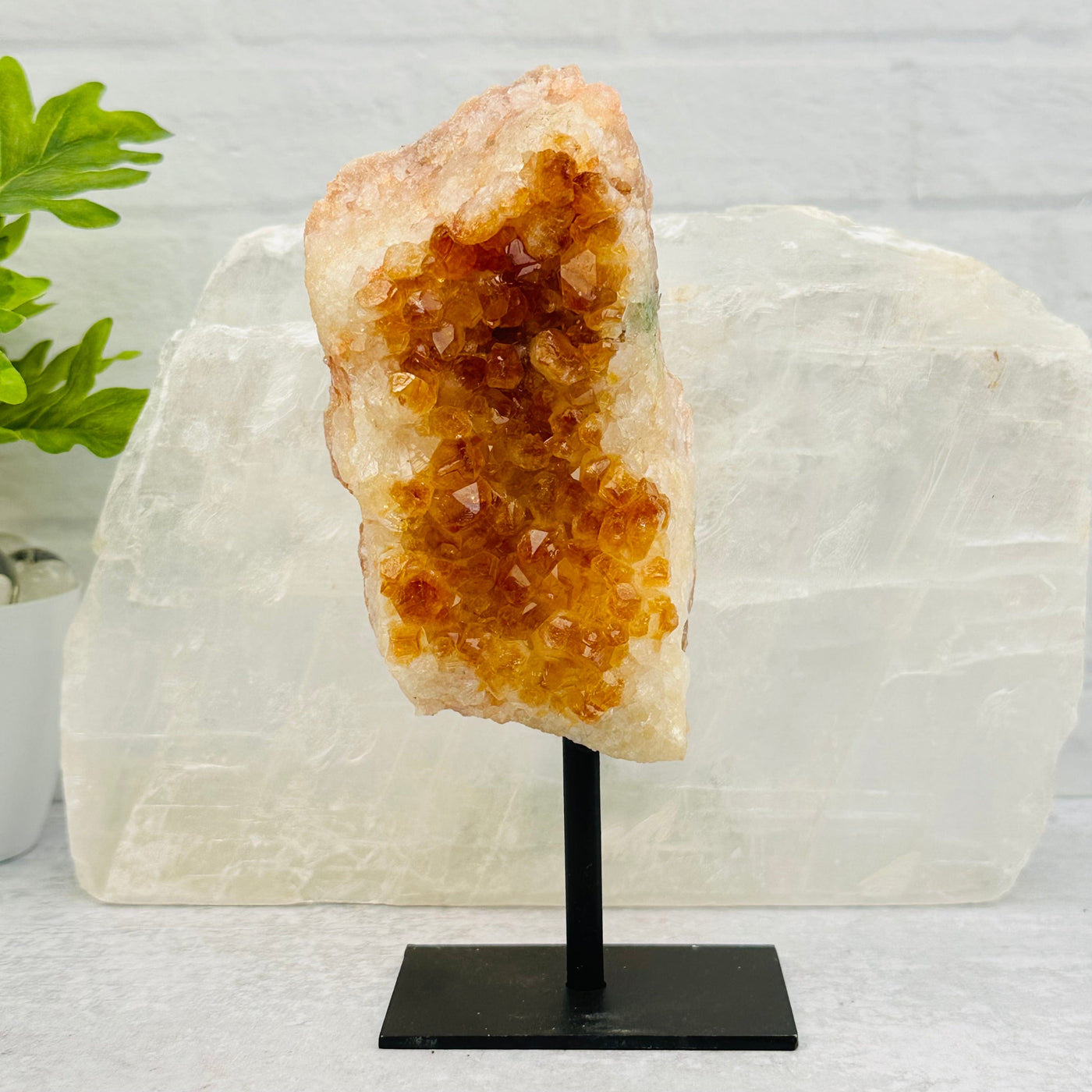 Citrine Cluster on Metal Stand displayed as home decor 
