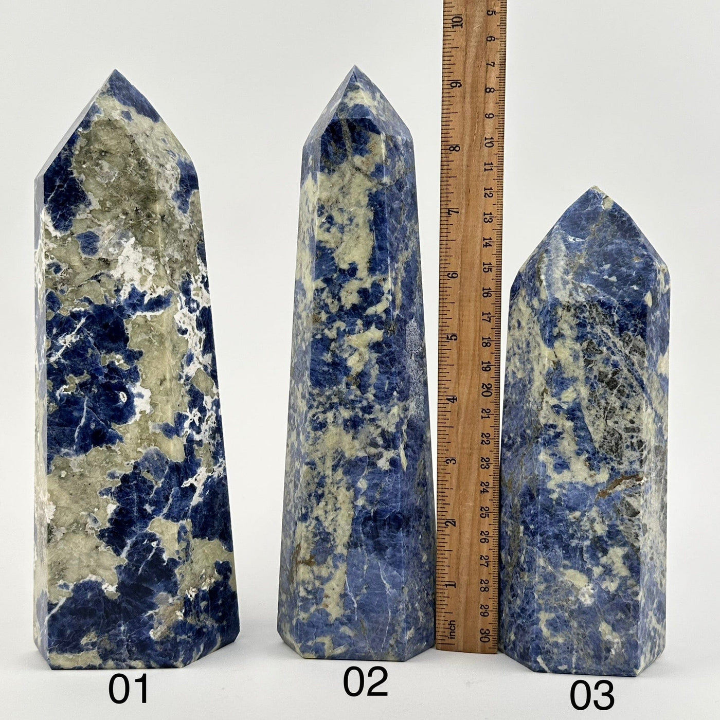 Sodalite Polished Crystal Point - You Choose - next to a ruler for size reference 