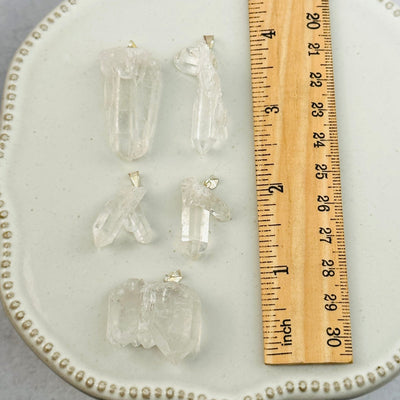 Crystal Quartz Point Cluster Pendants - Silver Plated Bail -