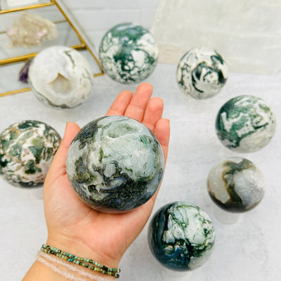 Moss Agate Spheres - By Weight -