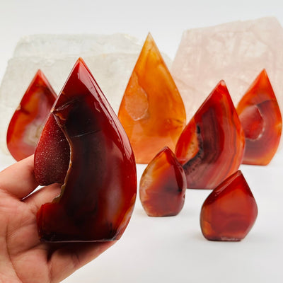 Carnelian Polished Cut Base Point - By Weight