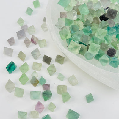 close up of the details on these Fluorite Octahedron