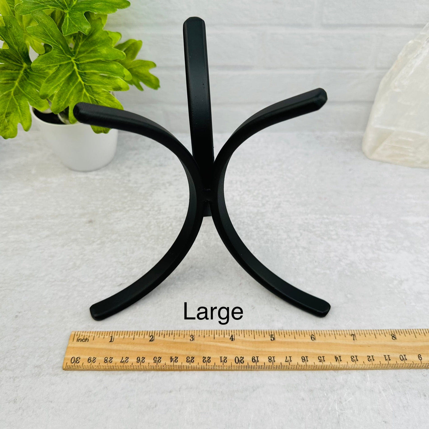 Metal Black Crystal Stand - Two Sizes in One - By Size - next to a ruler for size reference 