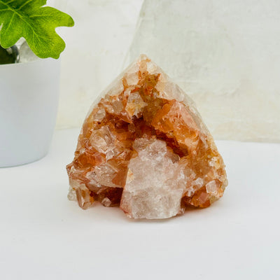  Tangerine Quartz Cluster Semi Polished Point displayed as home decor