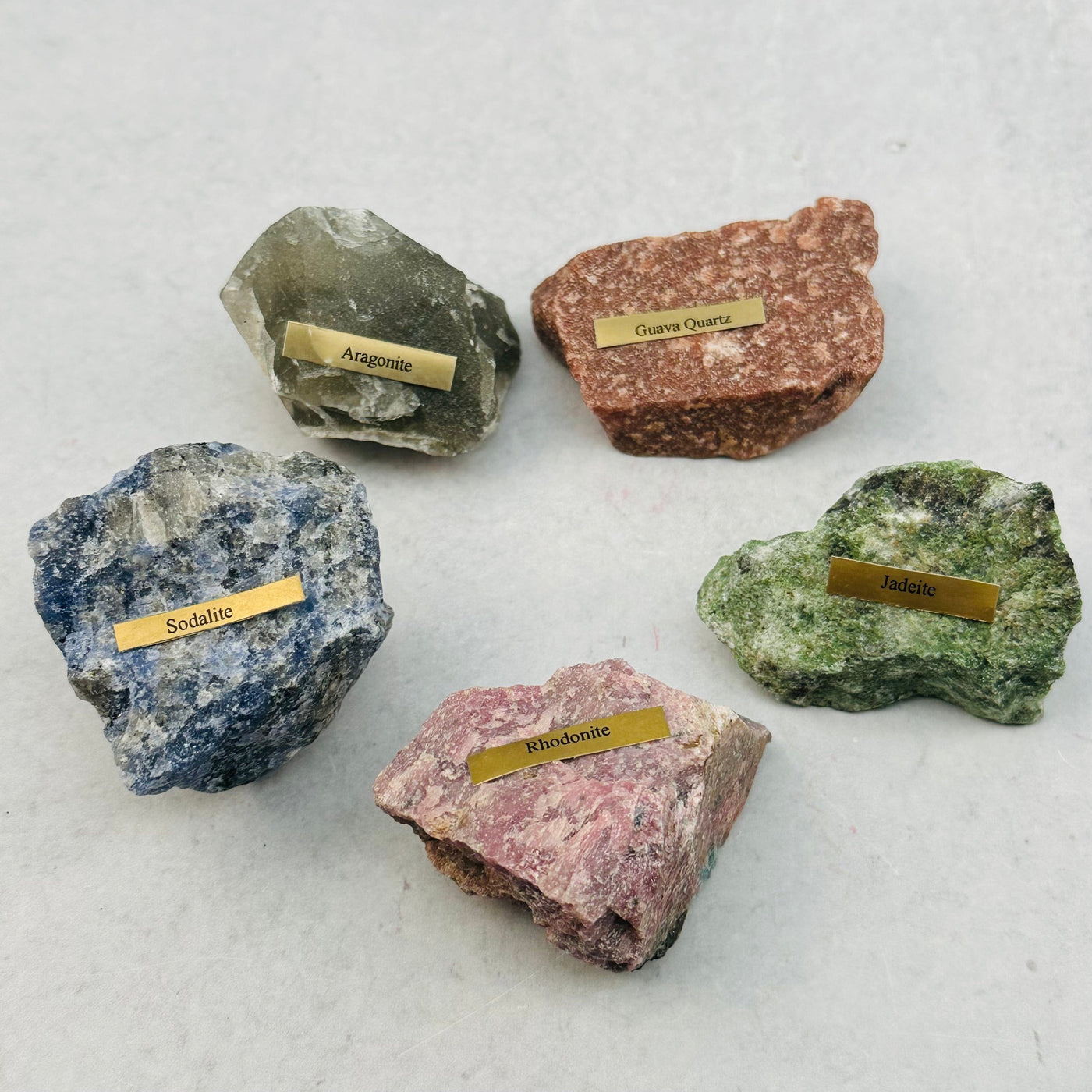 5 Natural Rough Healing Stones - Great Collector Set - comes with crystal name 