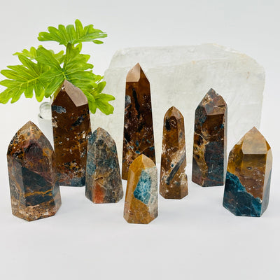 multiple crystals displayed to show the differences i the sizes and color shades 