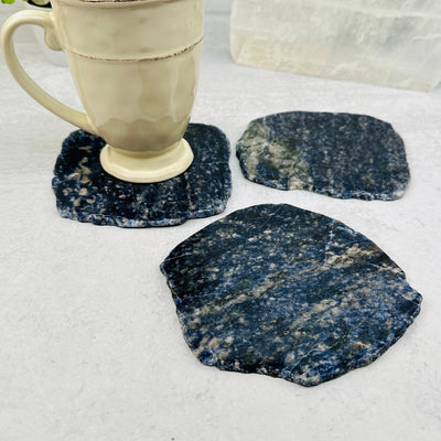 Sodalite Free Form Stone Coaster - Crystal Coasters - Set of 4