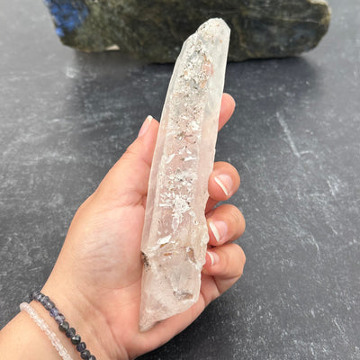 close up of the details on this lemurian crystal