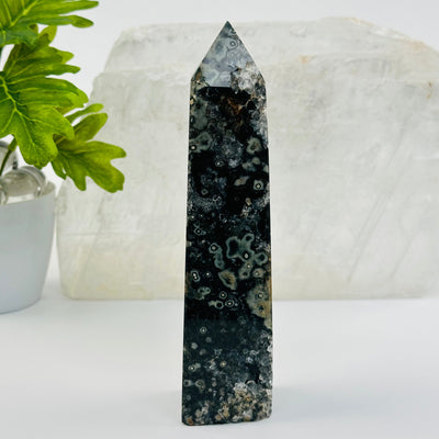 Green Sea Jasper Obelisk Crystal Point 