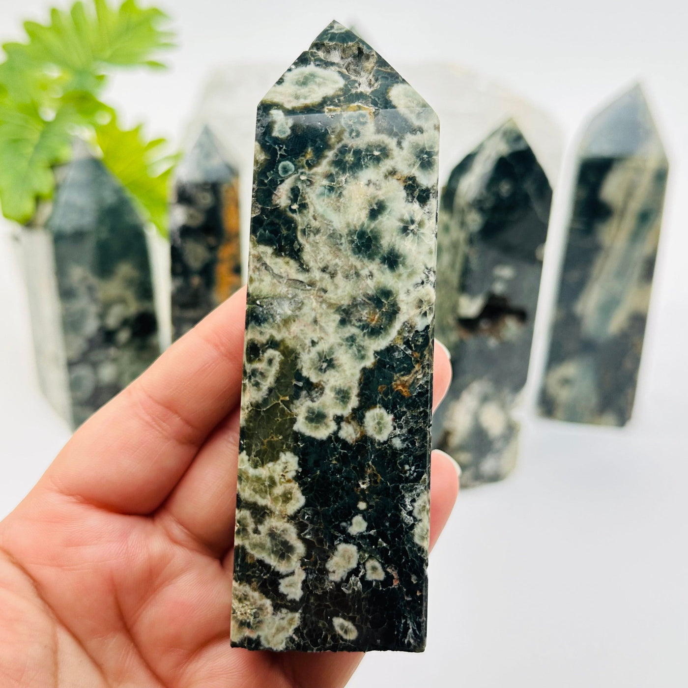 Green Sea Jasper Obelisk Crystal Point