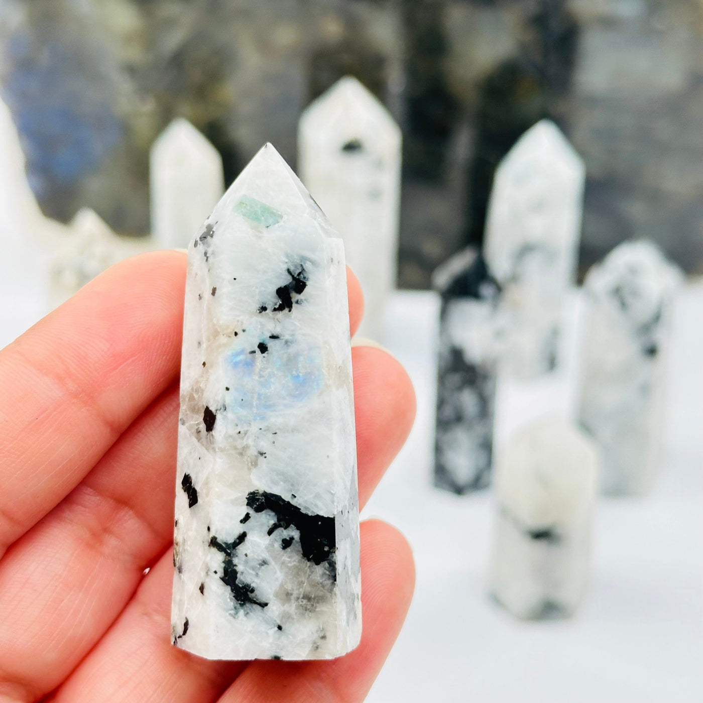 Rainbow Moonstone Polished Crystal Point