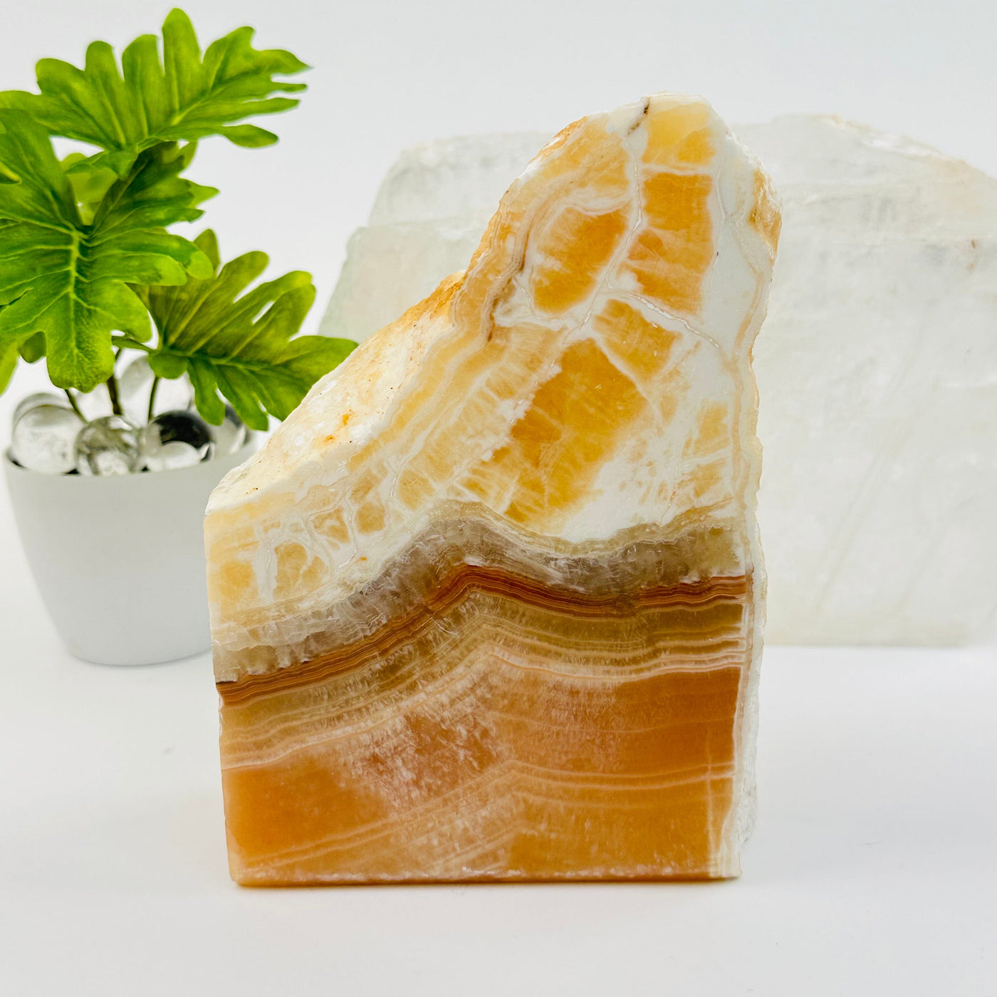 Orange Calcite displayed as home decor 