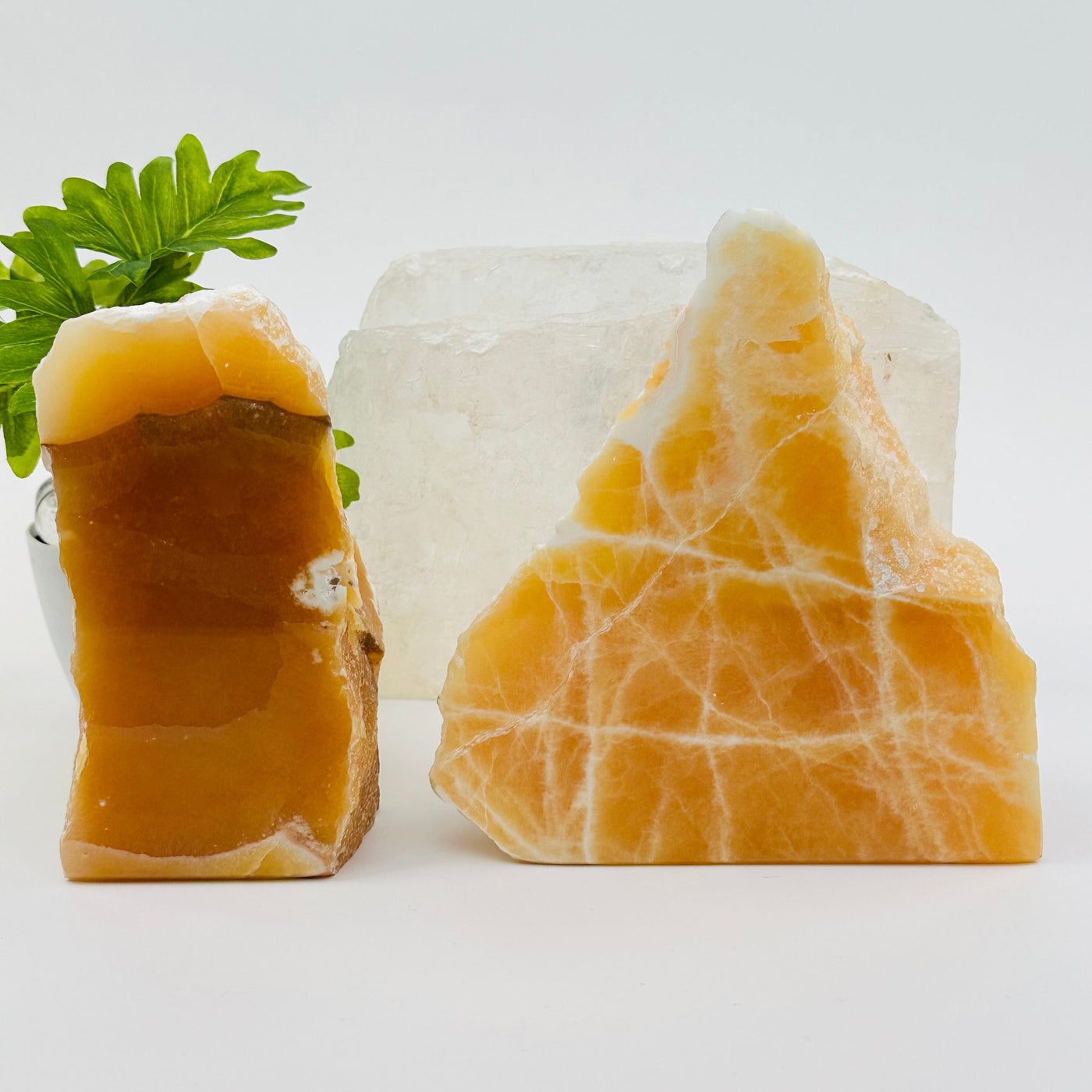 Orange Calcite displayed as home decor 