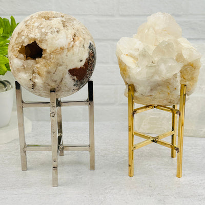 Crystal Sphere Stand - 4 Legged - Choose Gold Brass or Silver Aluminum