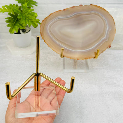 Crystal Stand - Acrylic Base and Brass Holder in hand for size reference 