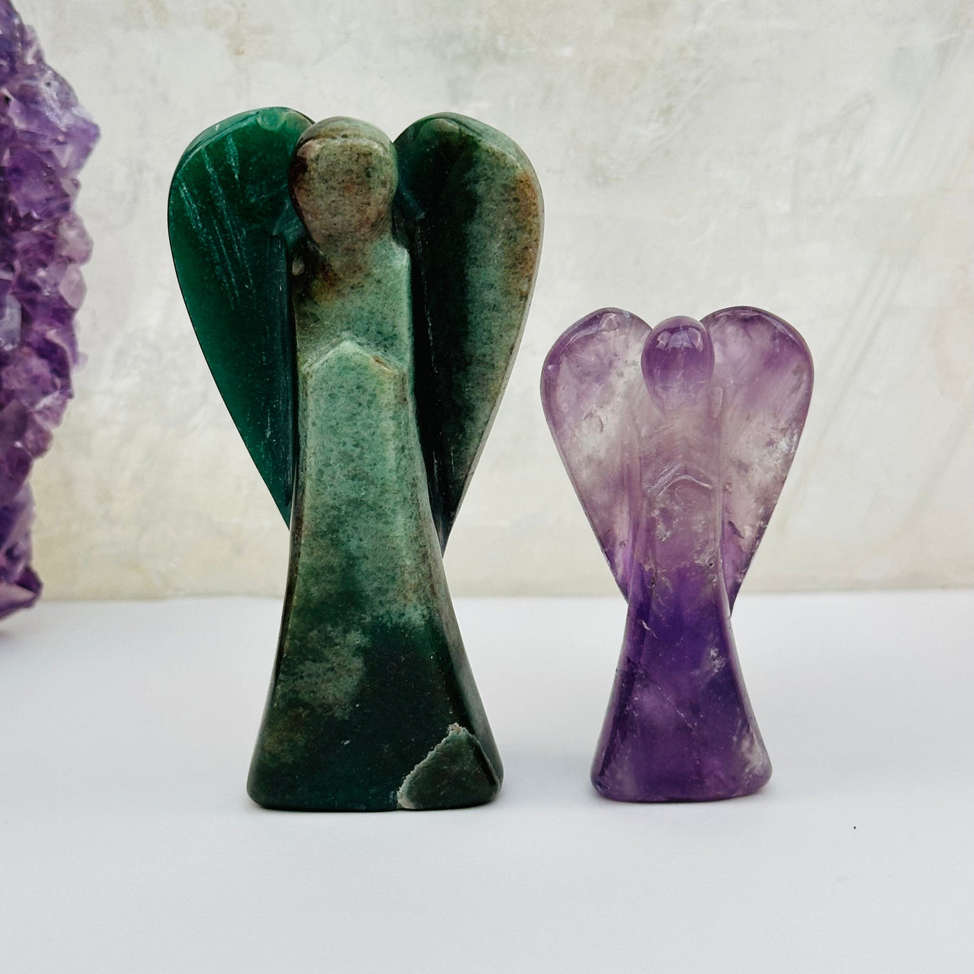 Crystal Gemstone Angels displayed as home decor