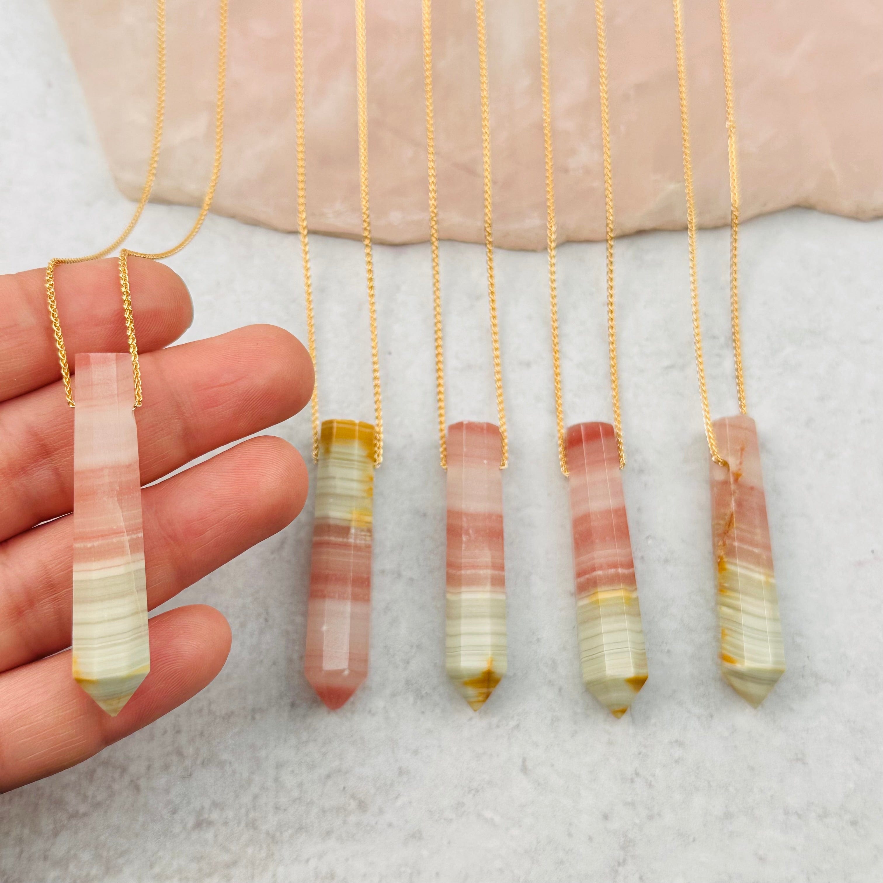 Pink Calcite Crystal Point Necklace - You Choose - – Rock Paradise