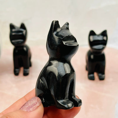 Black Onyx Gemstone Cat - Crystal Cat - Halloween -