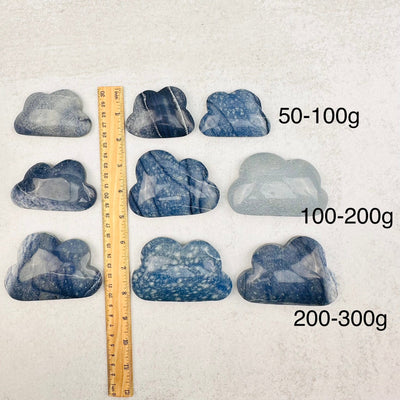 Blue Quartz Crystal Clouds - Crystal Decor - By Weight - next to a ruler for size reference 