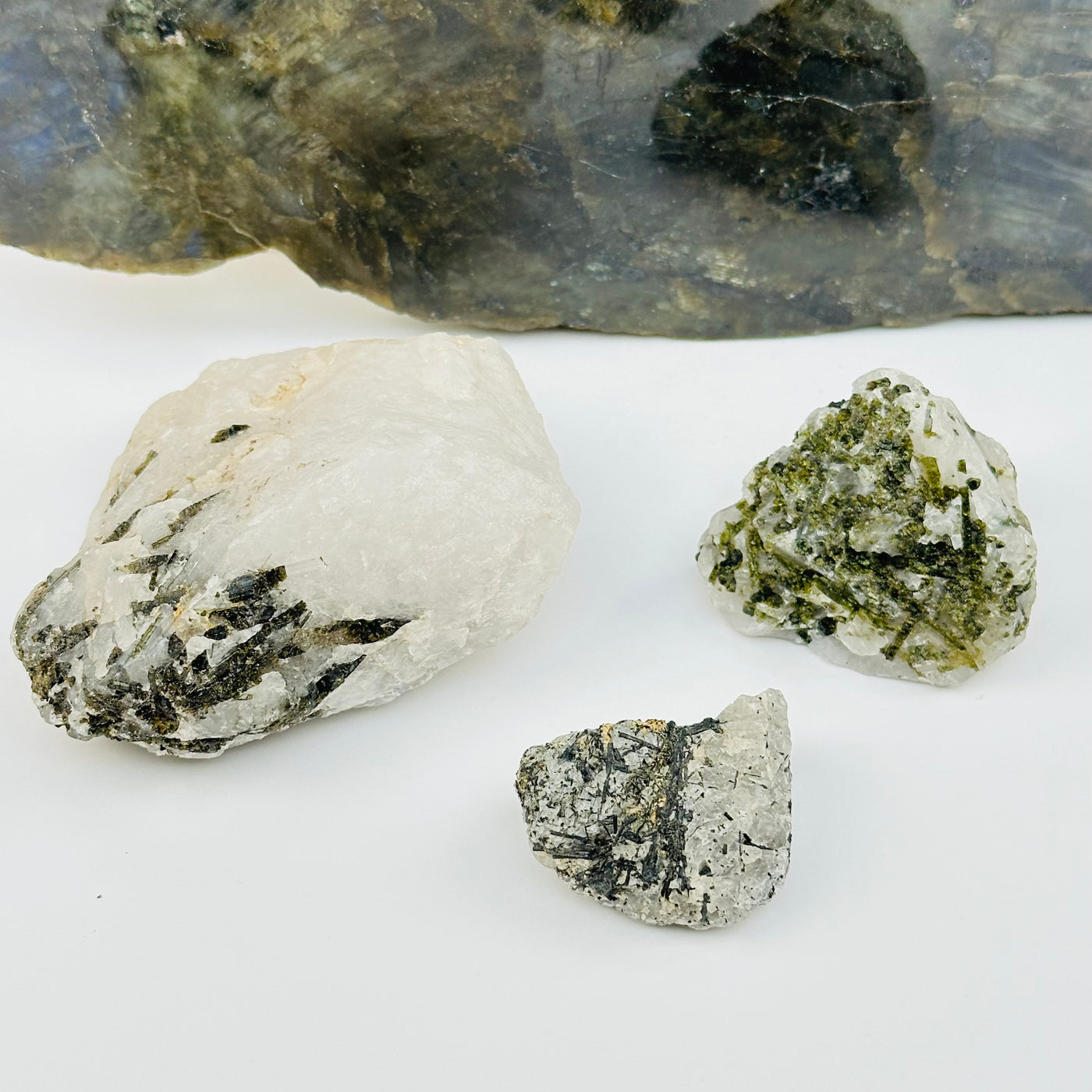 crystals displayed to show the differences in the sizes and color shades 