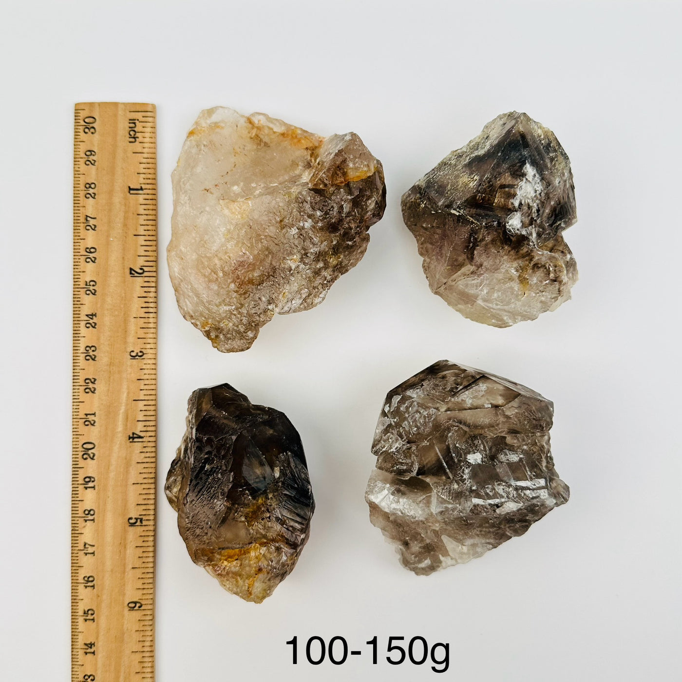 Alligator Smokey Quartz Crystal Cluster by weight - next to a ruler for size reference