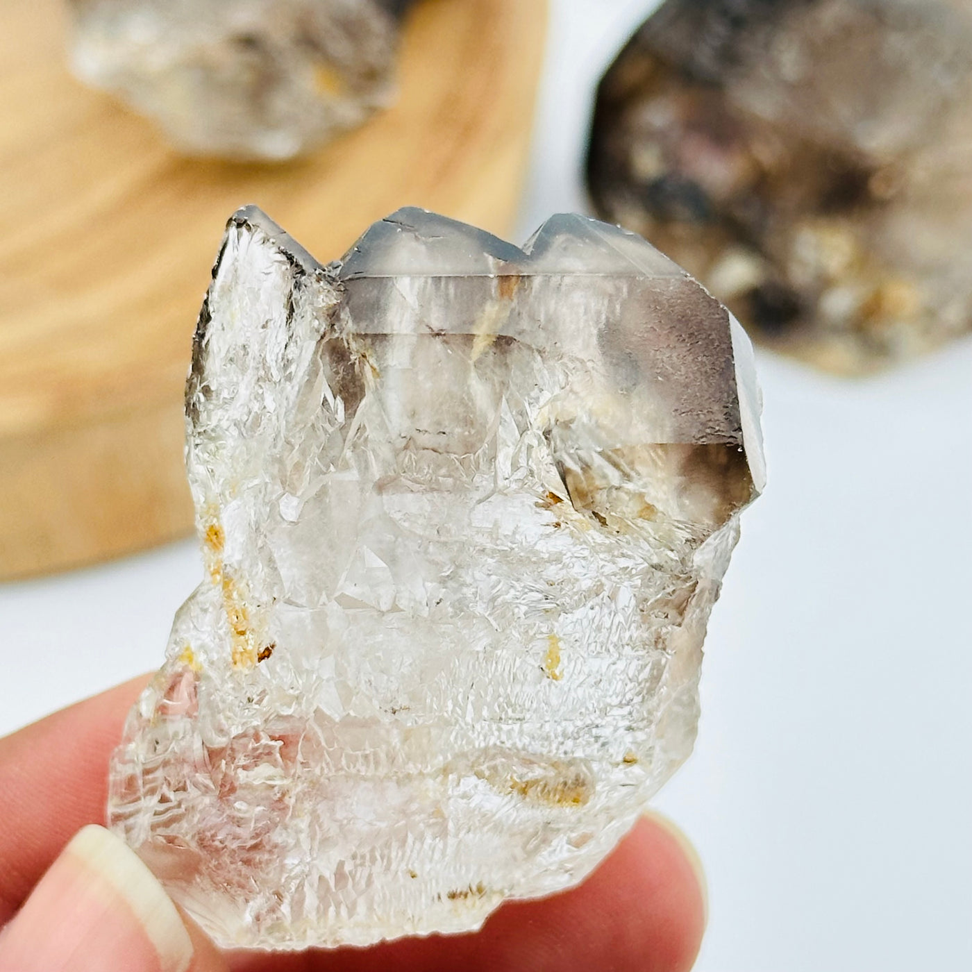 close up of the details on this Alligator Smokey Quartz Crystal Cluster