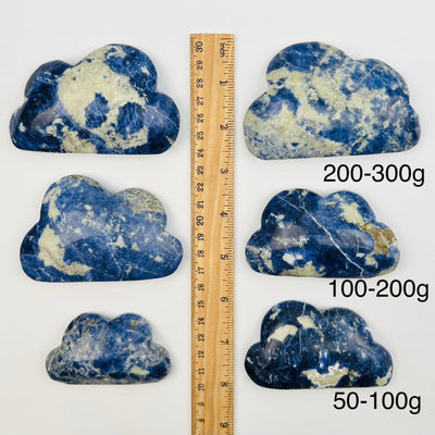 Sodalite Crystal Clouds - Crystal Decor - By Weight - next to a ruler for size reference 