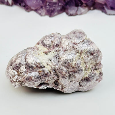 Botryoidal Lepidolite Crystal Cluster displayed as home decor