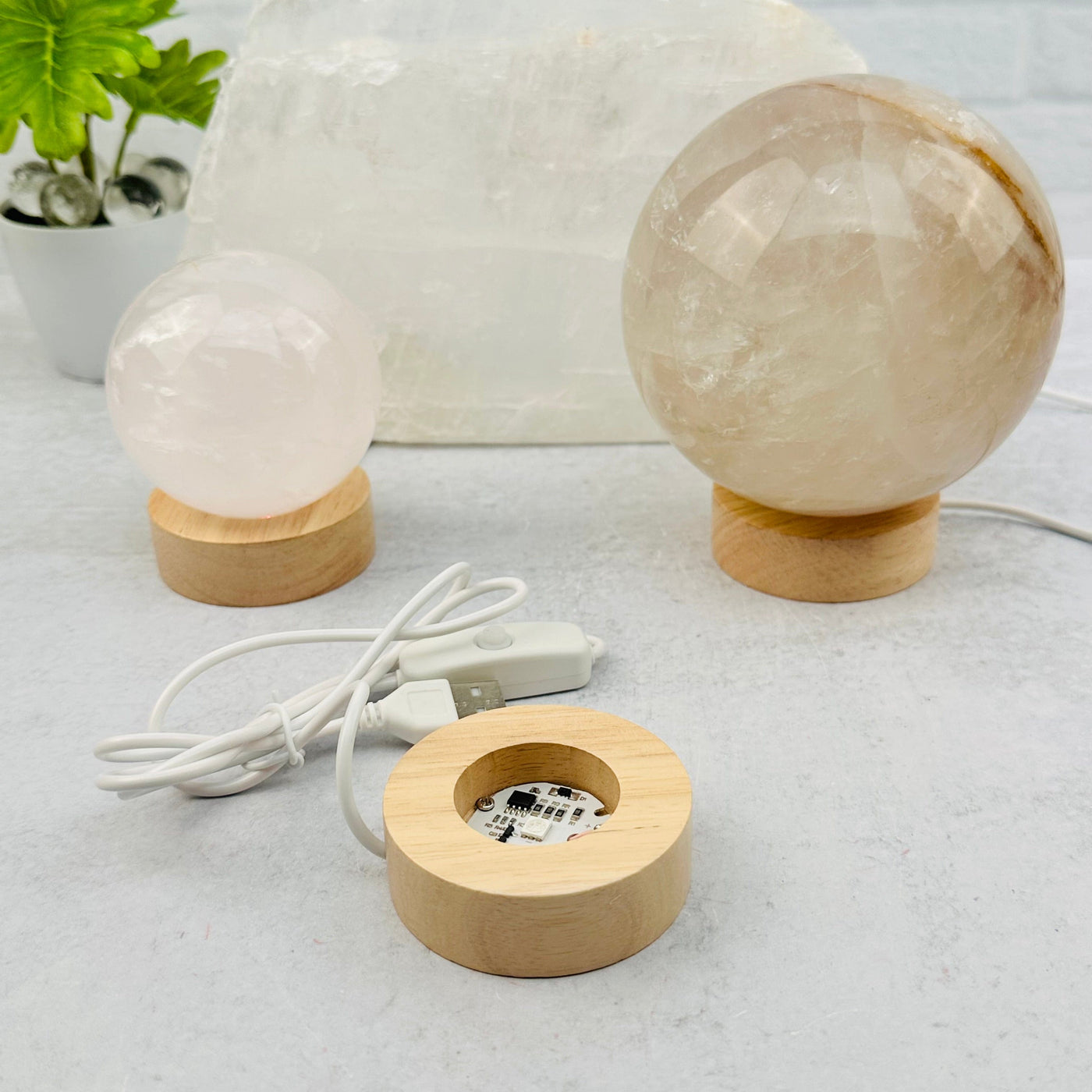 wooden sphere stands displayed as home decor 