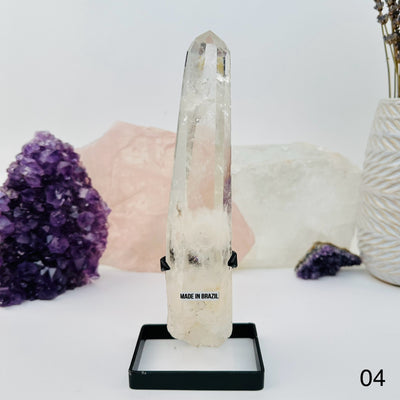 Crystal Quartz Point with Phantoms on Stand. option 04 displayed