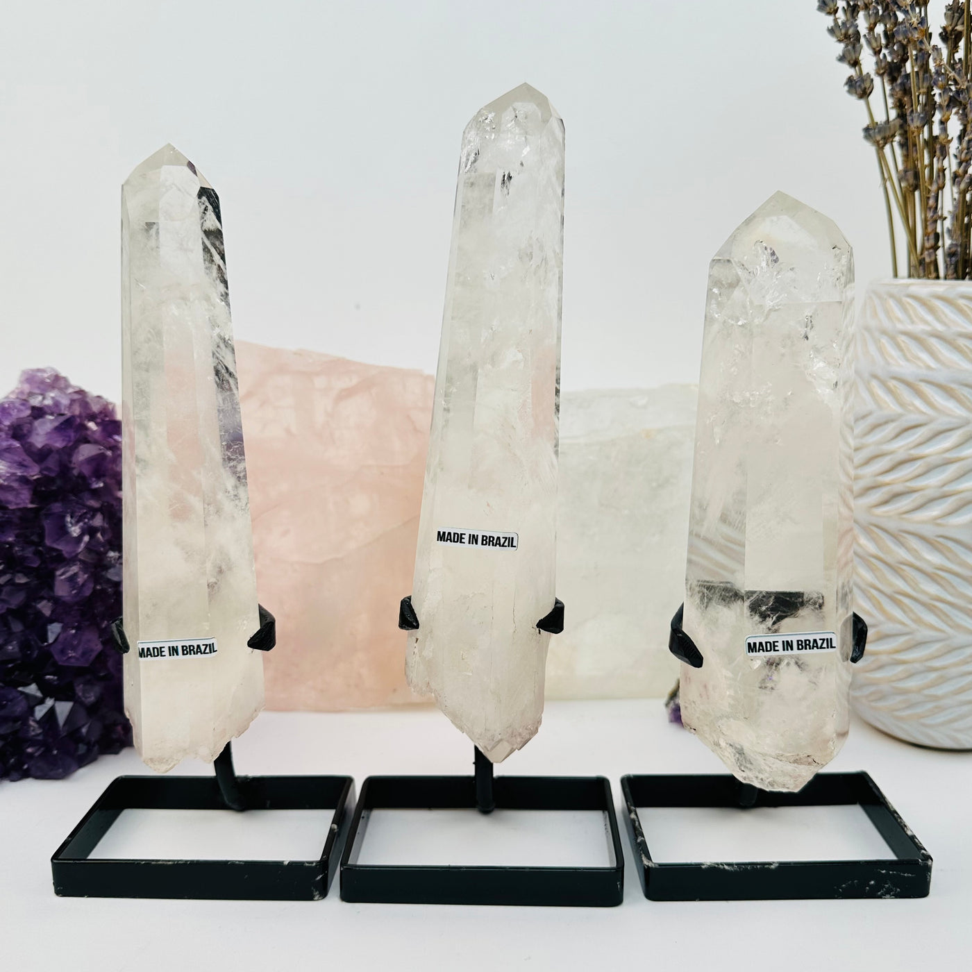 Crystal Quartz Points displayed as home decor 