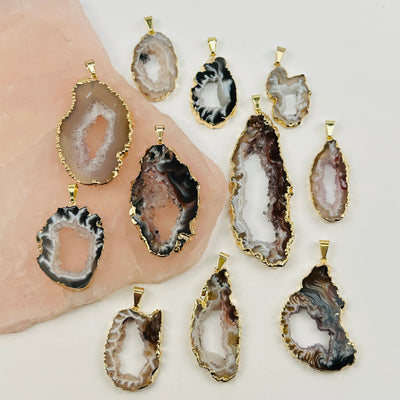 Crystal Geode with Electroplated Gold Edge