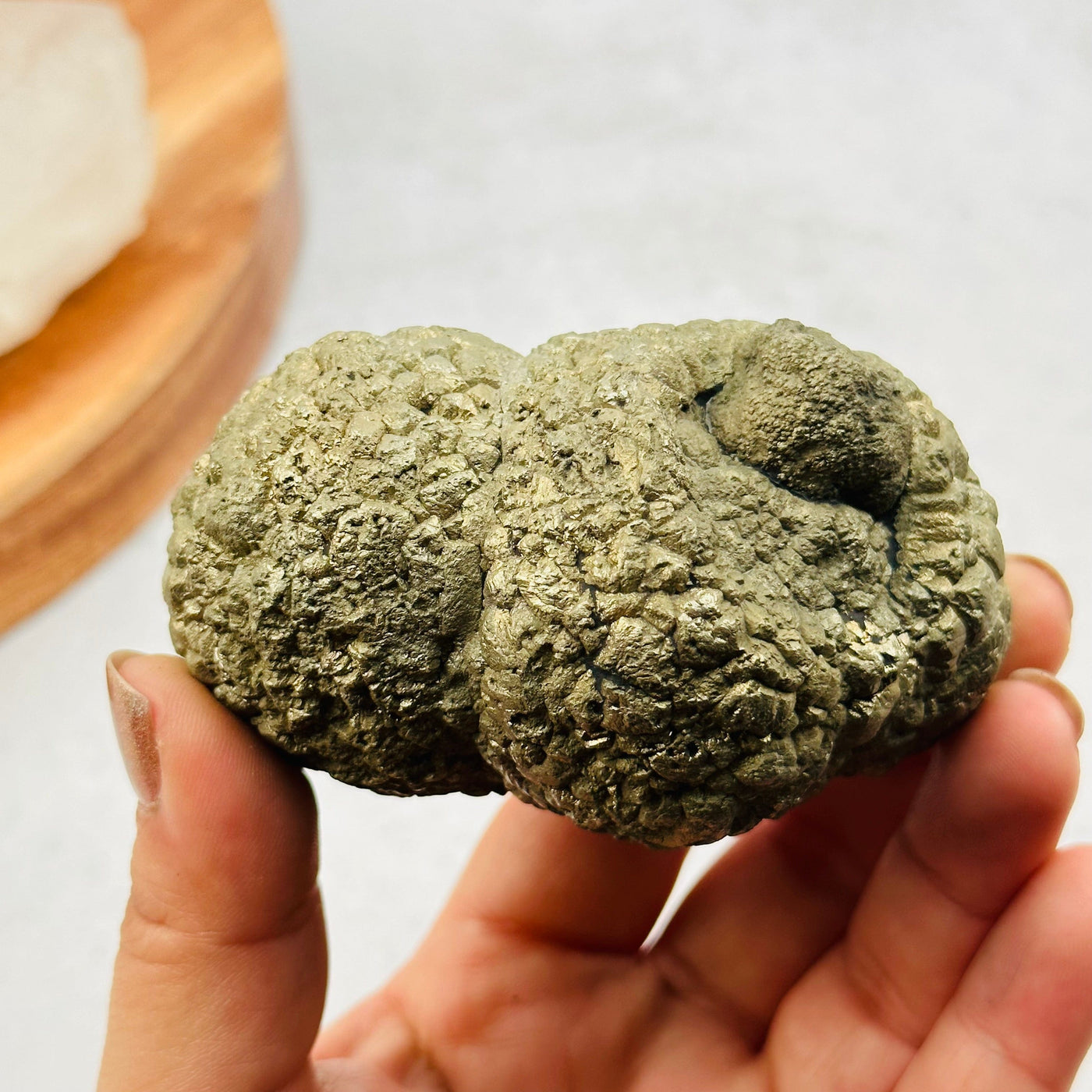 Pyrite Nodule - High Quality in hand for size reference