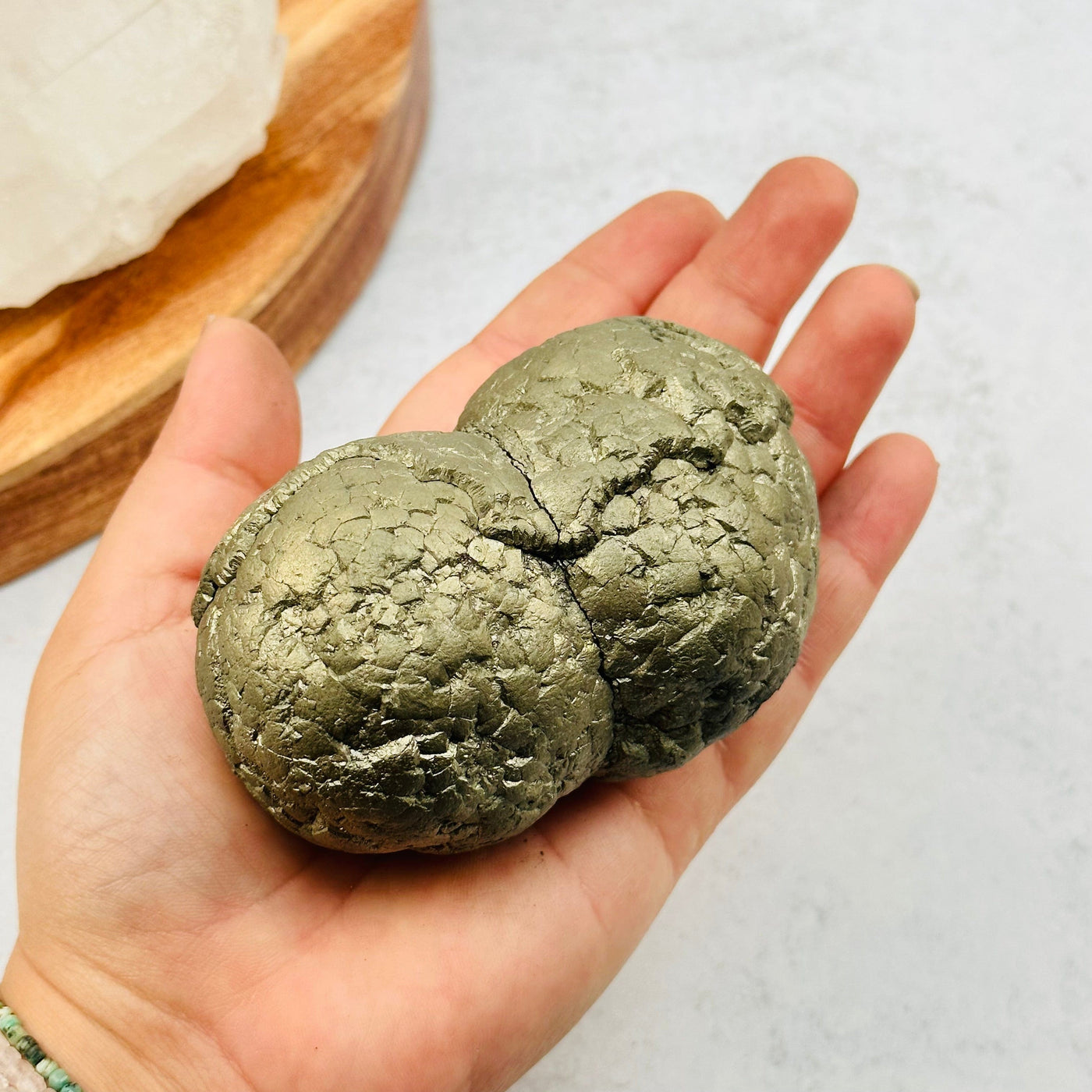 Pyrite Nodule - High Quality in hand for size reference 