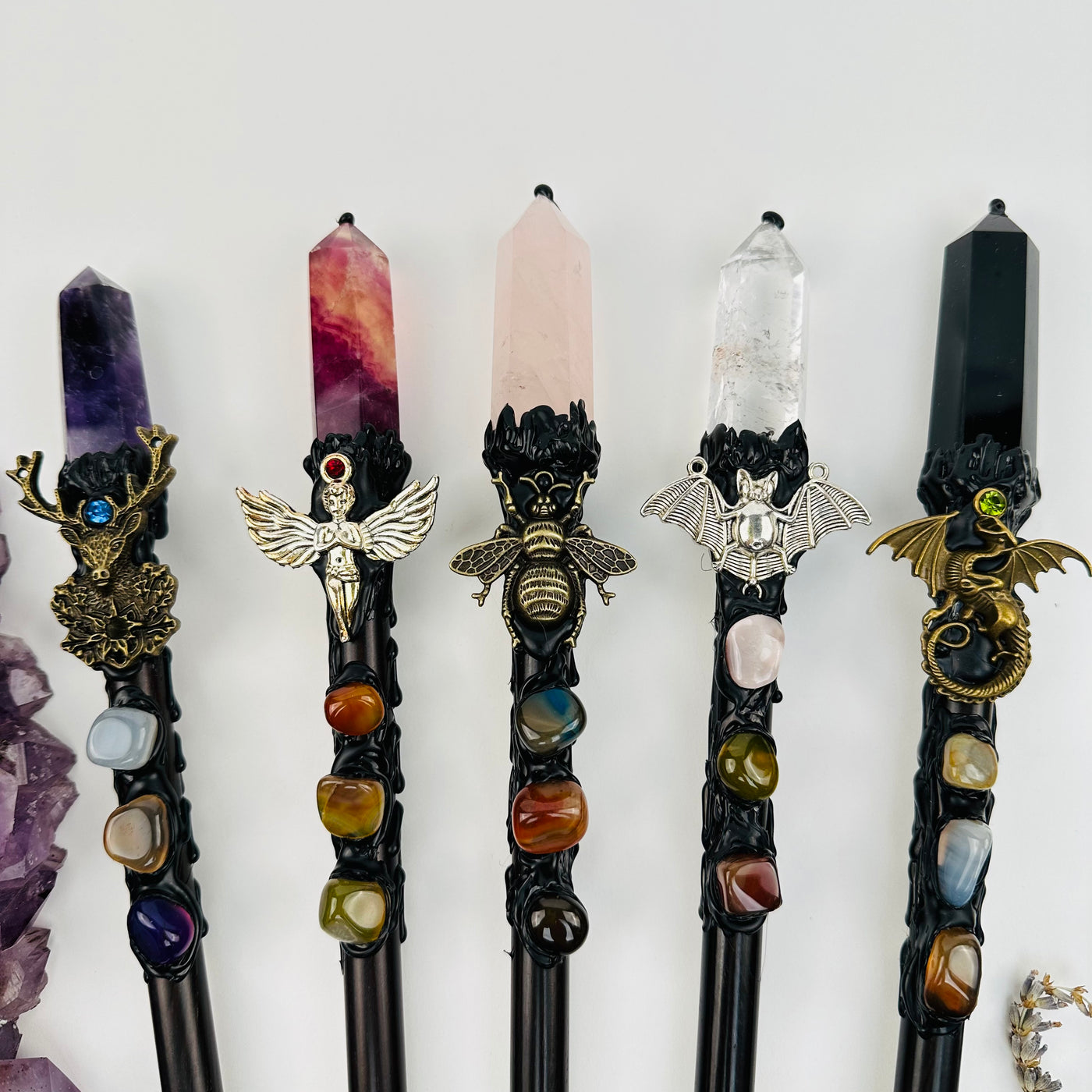 crystal wands come with genuine crystals and charm 