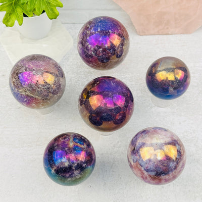 multiple spheres displayed to show the differences in the color shades and sizes 